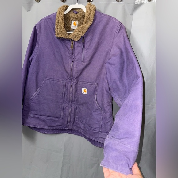 Carhartt Women's Sherpa Lined Sandstone Canyon Jacket Zip Front Purple Size XL - Picture 6 of 11